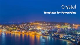  Presentation with simple japan hong kong - Audience pleasing PPT theme consisting of forest restaurant - cheung chau island at sunset backdrop and a  colored foreground