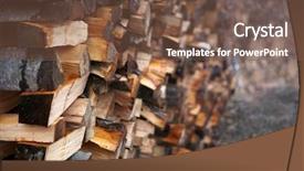  Presentation with christmas fireplace log fire burns - Slide deck having forest restaurant - logs of fire wood background and a tawny brown colored foreground