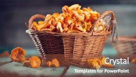  Presentation with rustic wood - Cool new presentation with forest restaurant - raw wild chanterelles mushrooms backdrop and a  colored foreground