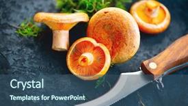  Presentation with saffron - Beautiful presentation design featuring forest restaurant - raw wild saffron milk cap backdrop and a ocean colored foreground