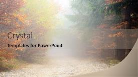  Presentation with forest road - Amazing slide deck having forest-road-autumn-landscape backdrop and a mint green colored foreground