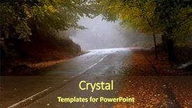  Presentation with foggy forest - Beautiful presentation theme featuring forest road in a foggy backdrop and a tawny brown colored foreground