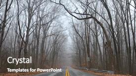  Presentation with forest road - Amazing presentation theme having forest road in fog - winter backdrop and a dark gray colored foreground