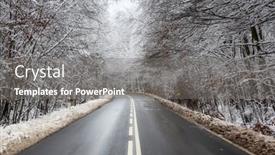  Presentation with winter forest - Amazing slide deck having forest-road-in-idyllic-winter backdrop and a gray colored foreground