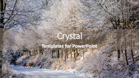  Presentation with forest morning - Slide deck featuring forest road prepared for skiers background and a gray colored foreground