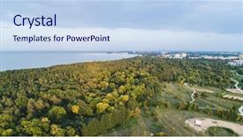  Presentation with seashore - Slides consisting of forest seashore by the baltic background and a sky blue colored foreground