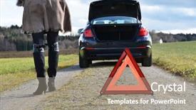  Presentation with mind body soul triangle - Colorful presentation design enhanced with forest service - broken car girl and warning backdrop and a gray colored foreground