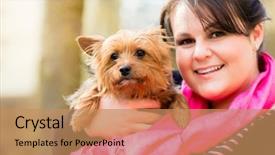  Presentation with mama - PPT layouts enhanced with forest service - cute yorkshire terrier on arm background and a coral colored foreground