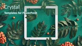  Presentation with fall leaves border - Audience pleasing presentation theme consisting of forest-sorbus-and-leaves-top backdrop and a ocean colored foreground