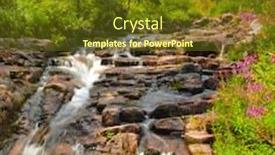  Presentation with forest stream - Slide deck with forest stream amongst moss covered rocks with leaves background and a tawny brown colored foreground