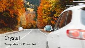  Presentation with fall mountains - Theme consisting of forest to the mountains fall background and a light gray colored foreground