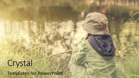  Presentation with fisher - PPT layouts enhanced with forest water - little fisher girl sitting background and a yellow colored foreground