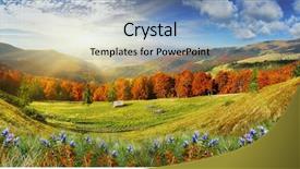  Presentation with mountains - Beautiful PPT layouts featuring forest wildlife - beautiful autumn mountains landscape backdrop and a light blue colored foreground