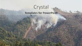  Presentation with wildfire - Audience pleasing presentation theme consisting of forest-with-smoke-after-wildfire backdrop and a light gray colored foreground