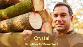  Presentation with wood harvest - Audience pleasing slide deck consisting of forest-worker-or-forestry-leans backdrop and a tawny brown colored foreground