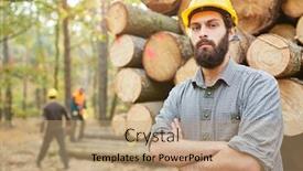  Presentation with worker - Slides consisting of forest-worker-or-forestry-worker background and a coral colored foreground