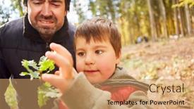  Presentation with oak forest - Slide deck with forester-and-child-with-oak background and a coral colored foreground