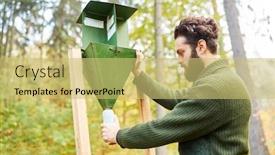  Presentation with pest control - PPT theme consisting of forester-controls-a-bark-beetle background and a yellow colored foreground