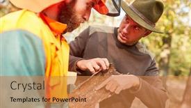  Presentation with forest - Cool new slides with forester-helps-forest-workers backdrop and a coral colored foreground