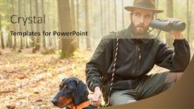  Presentation with hack - Cool new PPT theme with forester-or-hunter-with-binoculars backdrop and a soft green colored foreground