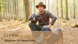  Presentation with hunting - Presentation theme having forester-or-hunter background and a coral colored foreground