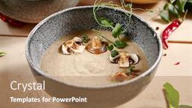  Presentation with soup - Cool new PPT theme with forester-soup-with-cheese-rusks backdrop and a coral colored foreground