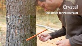  Presentation with drill - Colorful slides enhanced with forester-with-growth-drill backdrop and a tawny brown colored foreground