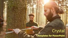  Presentation with mountains forests green forest - Beautiful theme featuring foresters-in-determining-trunk-diameter backdrop and a tawny brown colored foreground