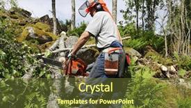  Presentation with chainsaw - Slide deck consisting of drain - sanitation engineer - corroded metal background and a light gray colored foreground