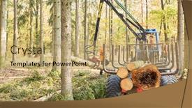  Presentation with wood harvest - Slide deck consisting of forestry-crane-lifts-tree-trunk background and a coral colored foreground