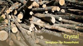  Presentation with forestry - Presentation theme featuring forestry work in pyrenees france background and a  colored foreground