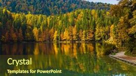  Presentation with rain water - Presentation theme featuring forests in the smooth water background and a tawny brown colored foreground