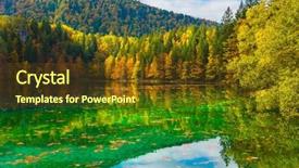  Presentation with rain water - Cool new PPT layouts with forests in the smooth water backdrop and a tawny brown colored foreground