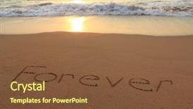  Presentation with beach - Beautiful slide deck featuring forever written in the sand backdrop and a tawny brown colored foreground