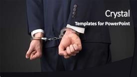  Presentation with hand handcuffs - Slides consisting of forfit - close now arrested men hand background and a  colored foreground