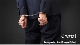  Presentation with hand handcuffs - Theme with forfit - close now arrested men hand background and a  colored foreground