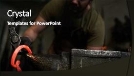  Presentation with busy - Presentation theme having forge - close-up of busy manual worker background and a black colored foreground