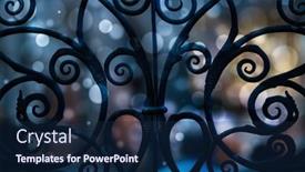  Presentation with effect - Colorful PPT layouts enhanced with forged-metal-grille-with-bokeh backdrop and a navy blue colored foreground