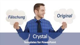  Presentation with gold man smile - Colorful presentation design enhanced with forgery - half length of smiling man backdrop and a ocean colored foreground