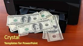  Presentation with bills - Amazing slide deck having forgery - printer printing fake dollar bills backdrop and a tawny brown colored foreground