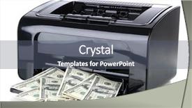  Presentation with bills - Presentation design enhanced with forgery - printer printing fake dollar bills background and a gray colored foreground