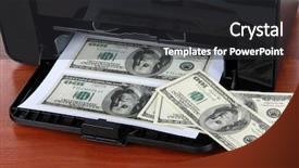  Presentation with bills - Colorful presentation theme enhanced with forgery - printer printing fake dollar bills backdrop and a dark gray colored foreground