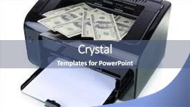  Presentation with bills - Colorful PPT theme enhanced with forgery - printer printing fake dollar bills backdrop and a ocean colored foreground