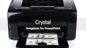  Presentation with bills - Colorful PPT theme enhanced with forgery - printer printing fake dollar bills backdrop and a black colored foreground