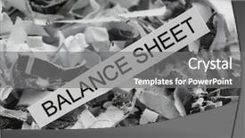 Presentation with balance - Amazing slide deck having forgery - shredded balance sheet backdrop and a gray colored foreground