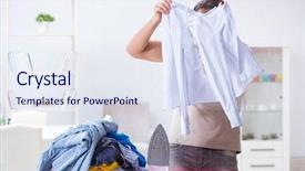  Presentation with coal burning power plant - Slides featuring forget - inattentive husband burning clothing while background and a sky blue colored foreground