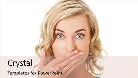  Presentation with mouth jaw bone - PPT theme consisting of forget - portrait of a woman covering background and a coral colored foreground