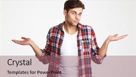  Presentation with special education young adult man - Amazing presentation having forget - portrait of a young doubtful backdrop and a coral colored foreground