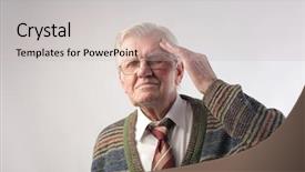  Presentation with forget - Beautiful presentation featuring forget - senior man suffering from headache backdrop and a soft green colored foreground