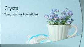  Presentation with forget - Audience pleasing PPT theme consisting of forget-me-nots flowers backdrop and a sky blue colored foreground